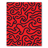 Red Vibrant Red Black Swirl Abstract Area Rug