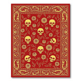 Red Skulls Roses Floral Area Rug