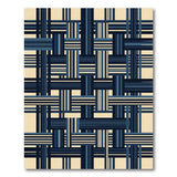 Navy Blue Basketweave Plaid Area Rug