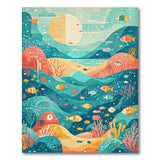 Whimsical Teal Ocean Fish Coral Area Rug