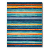 Vibrant Multi-Color Striped Coastal Area Rug
