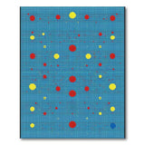 Abstract Blue Pixel Dot Area Rug with Red Yellow
