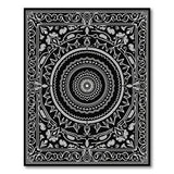 Ornate Black White Mandala Persian Black and White Rug