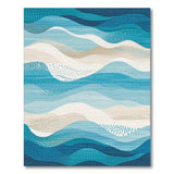 Washable Abstract Coastal Blue Wave Area Rug - Low Pile, Non-Slip, Pet Friendly