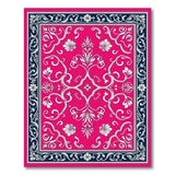 Vintage Pink Floral Navy Border Area Rug
