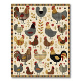 Rooster Plaid Rustic Farmhouse Area Rug
