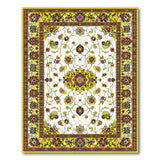 Ivory Persian Floral Rug with Yellow Medallion