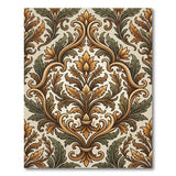 Elegant Gold Green Floral Damask Area Rug