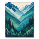 Teal Mountain Valley Landscape Area Rug