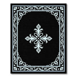 Floral Vintage Ornate Fleur-de-Lis Black White Area Rug