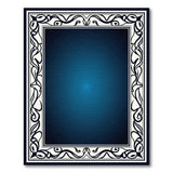 Navy Blue Ornate Floral Border Area Rug