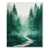Misty Forest Path Green Area Rug