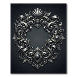 Ornate Silver Baroque Frame Area Rug
