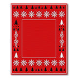 Festive Red Snowflake Pine Tree Border Rug