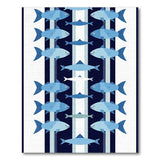 Blue Fish School Coastal Area Rug