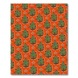 Vibrant Orange Green Tribal Leaf Area Rug