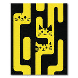 Yellow Playful Yellow Cartoon Cats Area Rug