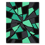 Teal Black Geometric Abstract Area Rug