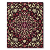 Rich Crimson Floral Scrolling Mandala Rug