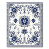Vintage Blue Sunflower Floral Area Rug