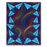 Blue Paper Airplane Rainbow Vortex Rug