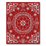 Festive Red Persian Snowflake Mandala Rug