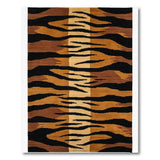 Bold Tiger Stripe Area Rug in Black Orange Tan