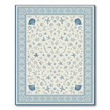 Coastal Beach Blue Seashell Starfish Coastal Area Rug