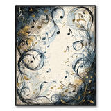 Musical Notes Distressed Blue Area Rug