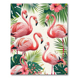 Washable Tropical Botanical Pink Flamingo Area Rug - Low Pile & Non-Slip
