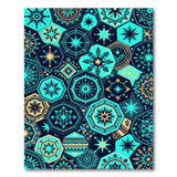 Teal Hexagon Star Mandala Area Rug