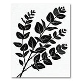 Black White Eucalyptus Leaf Silhouette Area Rug