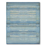 Indigo Cream Striped Rug with Geometric Borders