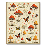 Whimsical Mushroom Meadow Butterfly Area Rug
