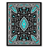 Ornate Teal Medallion Black Persian Area Rug