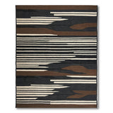 Modern Geometric Black White Striped Area Rug