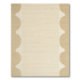 Scalloped Border Beige Woven Area Rug