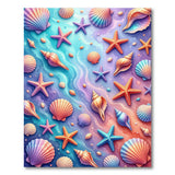 Multi-color and Patterns Vibrant Seashell Starfish Coastal Rug