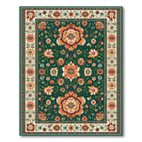 Traditional Persian Floral Rug in Green and Orange