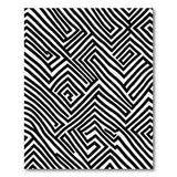 Bold Black White Geometric Maze Black and White Area Rug