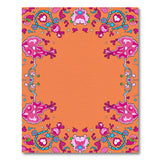 Vibrant Pink Hibiscus Floral Orange Boho Rug