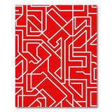 Bold Red Geometric Maze Red Area Rug