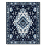 Southwestern Navy Blue Southwestern Geometric Area Rug
