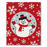 Jolly Cartoon Snowman Red Holiday Rug
