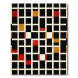 Bold Grid Geometric Area Rug in Black Red Gold