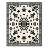 Black and White Intricate Black Floral Persian Area Rug