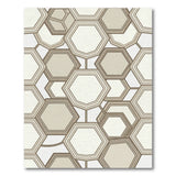 Layered Hexagon Geometric Beige Area Rug