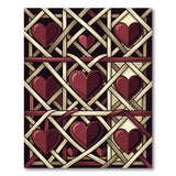 Red Hearts Woven Lattice Area Rug