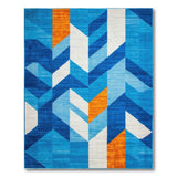 Geometric Modern Blue Geometric Triangle Area Rug