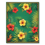 ODIKA Tropical Hibiscus Floral Washable Area Rug - Low Pile Non-Slip Carpet